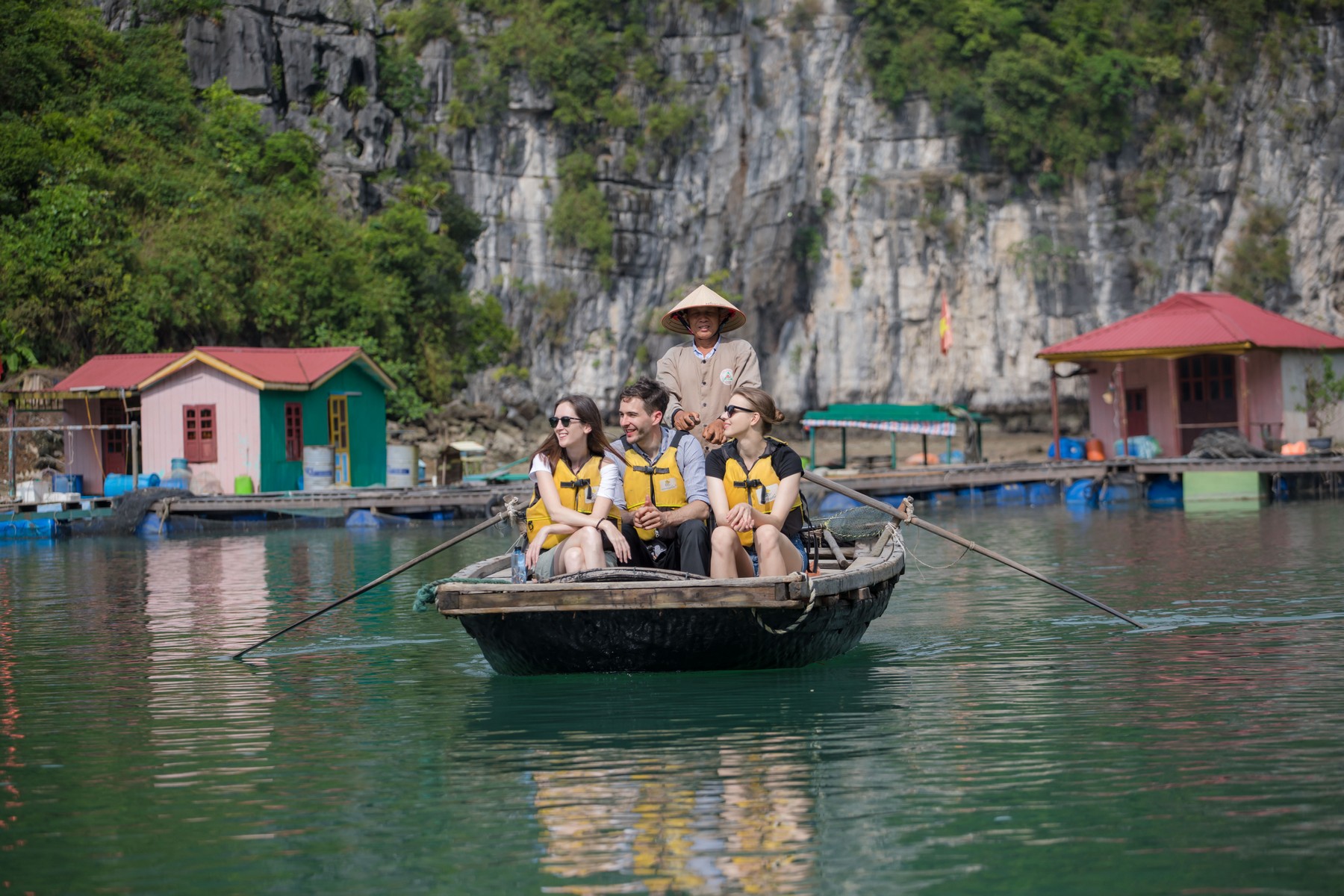 Tourist visiting Vung Vieng fishing village