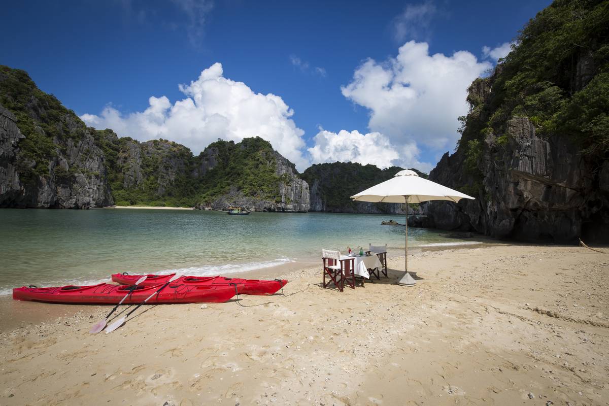 Private beaches in Bai Tu Long Bay